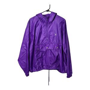 Izod purple vintage quarter zip windbreaker snap front pocket large nylon